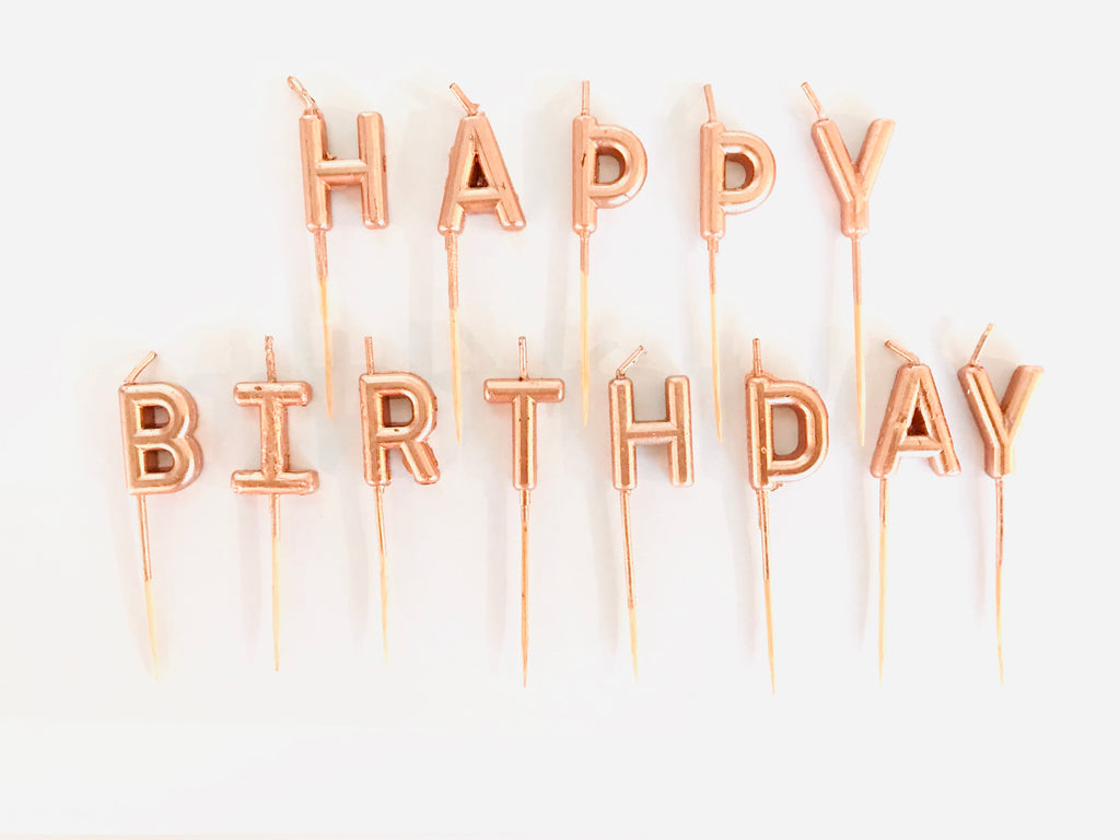 Candle - Happy Birthday Letters Rose Gold